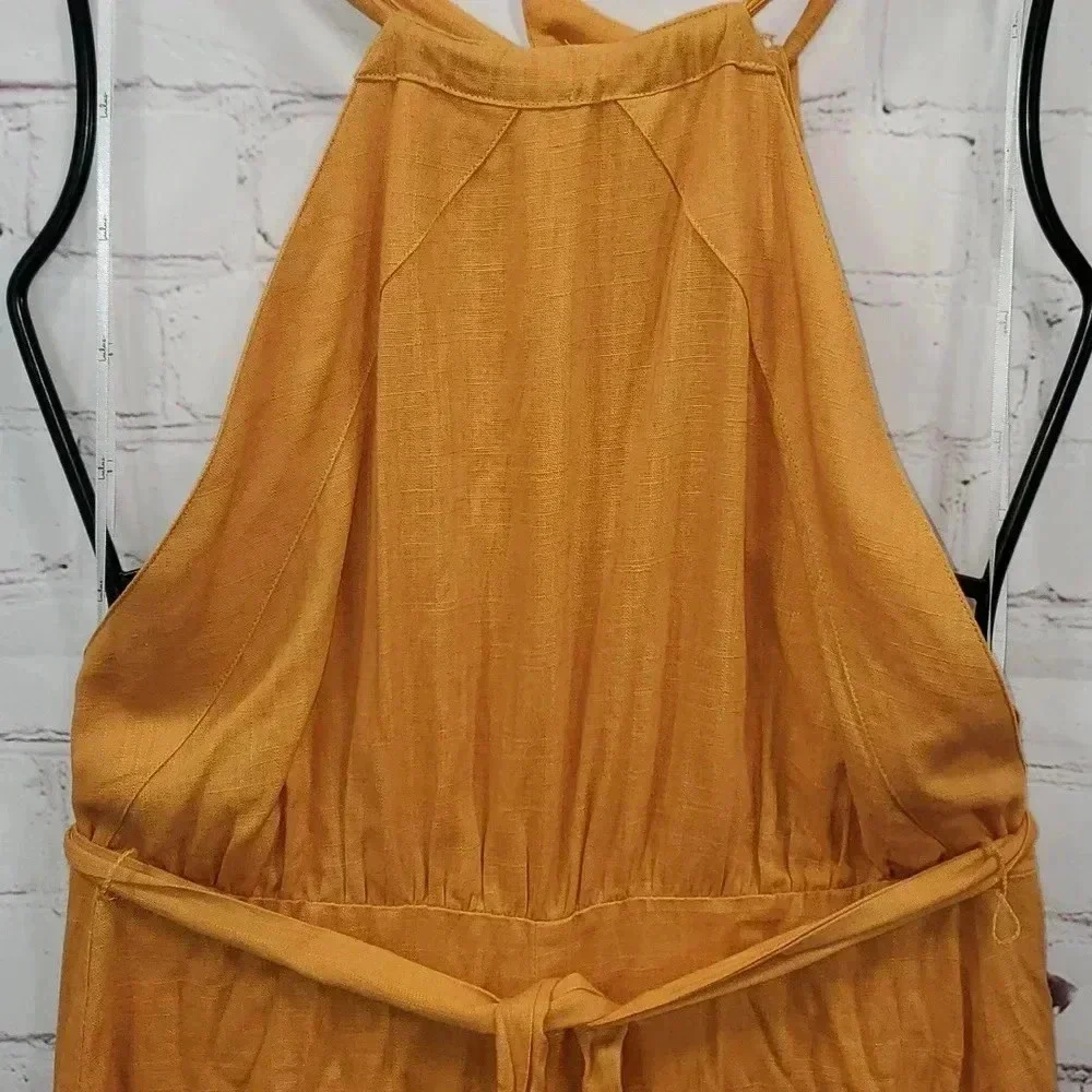 Lulus Reach for Radiance Marigold Halter Wide-Leg Jumpsuit Size M NWT - Picture 6 of 14